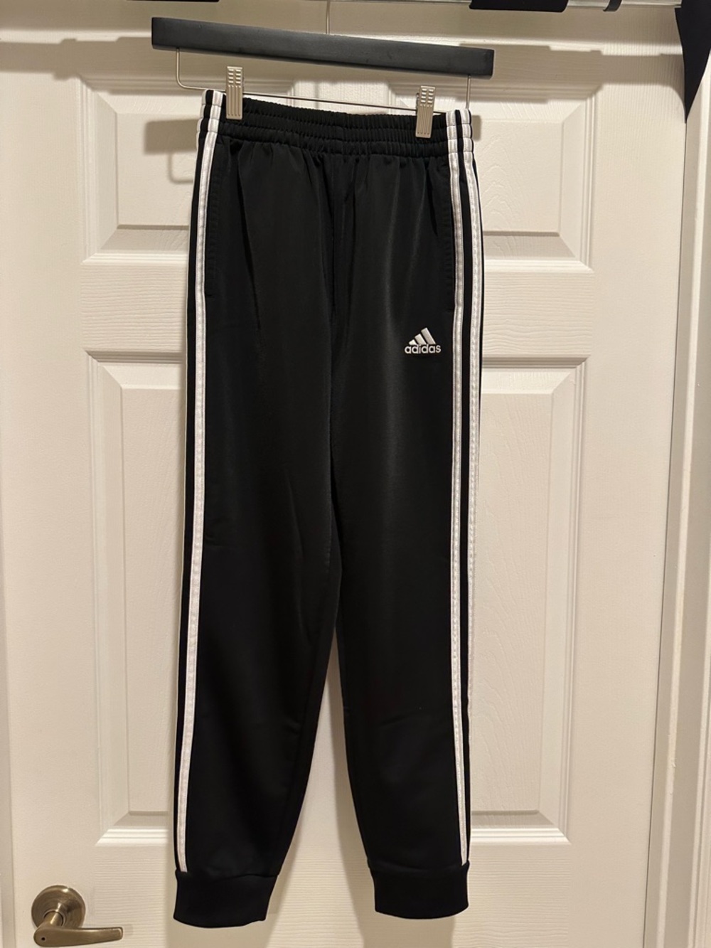 adidas Black Track Joggers with White Side Stripes